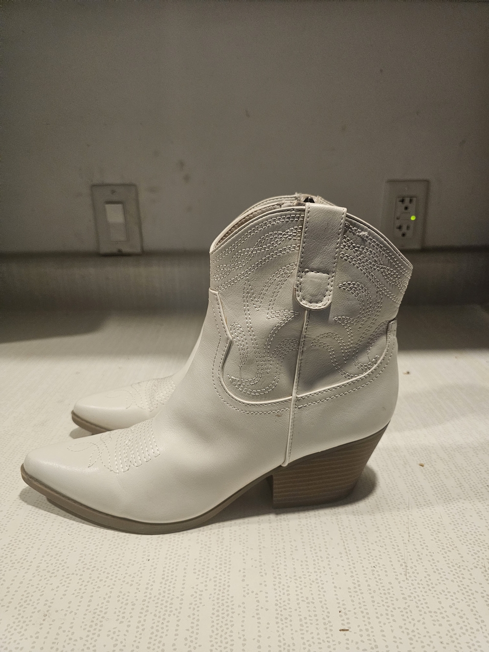 Indigo White Western Ankle Booties